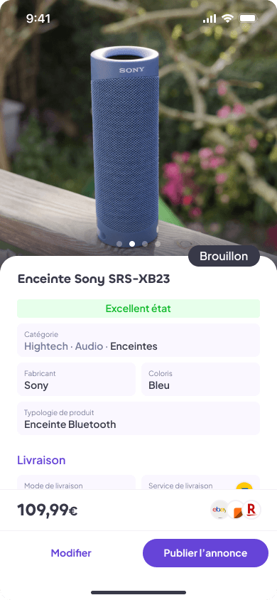 Récapitulatif d'une annonce avant publication