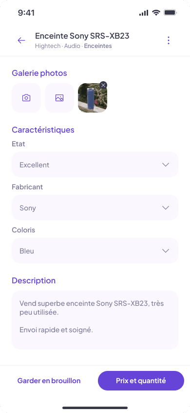 Création d'une annonce